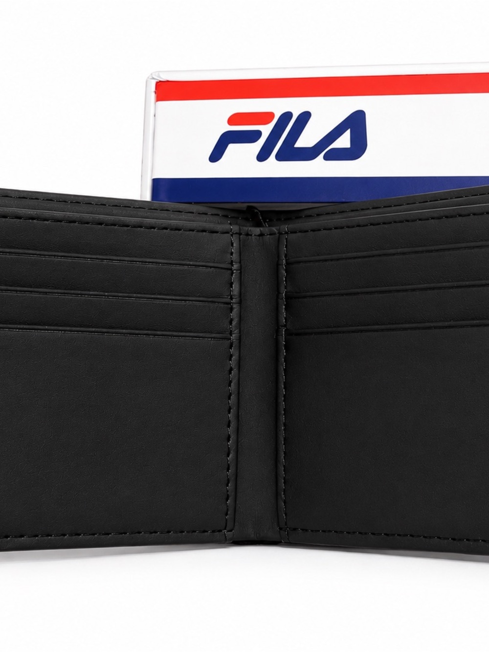 Fila Black Men's Leather Card Wallet with Multiple Slots
